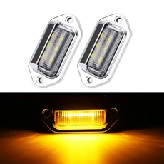 유니버설 크롬 LED 번호판 빛 12V 후면 브레이크 라이트 라이센스 미등 자동차 트럭 왜건 밴 RV 오토바이 6, 01 2pcs Chrome Yellow, 01 China Mainland