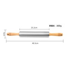 DFMEI 430不鏽鋼擀麪棍 家用包餃子擀麪杖水餃子皮壓麪棍烘焙工具好幫手, 1個, 木手柄:銀色