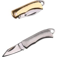 2개 세트 미니 포장 오프너 칼 일상용 작은 1.1인치 키체인에 걸기 초경량 0.22온스 휴대용 도구 황동 손잡이와 스테인리스 강 손잡이