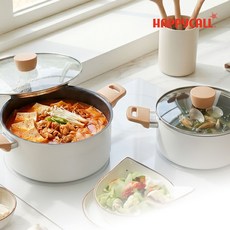 해피콜 컴포트라인 IH 인덕션 세라믹냄비 2종세트, 소프트 화이트, 1세트, 2종 B세트(양손20cm+양손24cm)
