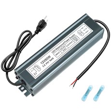 hareplus 12V 300W 전원 공급 장치 AC 80 265V에서 25A IP67 방수 LED 저전압 변압기 조명용 3 3피트 케이블이 있는 실외 드라이버, 12V 60W