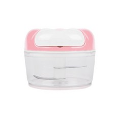 手拉切碎器 - 手動式拉蒜器 食材攪拌機 搗蒜泥神器 拉繩式切菜機 迷你壓蒜器 絞肉器 蒜泥機 (天天出貨), 1個, 北歐粉 12cm*9cm