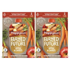 해피베이비 팜드 포 아워 퓨처 리제너레이티브 어린이스무디 113g 4개입, 2개, Apples + Carrots