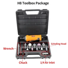 HIFESON Toolbox 1/4 "공압 다이 그라인더 에어 밀 조각 도구 용 폴리싱 머신, 05 H8 Toolbox package