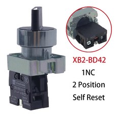 XB2BD21 자동 잠금 및 재 선택기 노브 스위치 BD23 1NO 2/3 22mm, [10] XB2-BD42, 1개