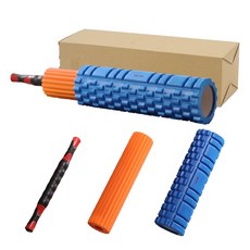 원쿡 폼롤러 스트레칭 필라테스 요가 코어 마사지 지압 봉 롤러 45cm 3종 1세트, 블루, 1개