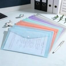 투명 서류봉투 A4 똑딱이 단추 포켓파일 문서보관 정리 수납, 상세페이지 참조, 핑크