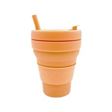 옵티머스 접이식 휴대용 실리콘 텀블러+빨대세트, 1개, 475ml, 코랄