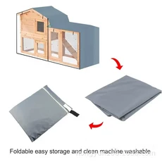 삼각형 케이지용 헤비듀티 옥스포드 천 토끼집 커버 - 간편 설치 이중 레이어 케이지 보호대, 01 180x52x86cm, 03 grey, 1