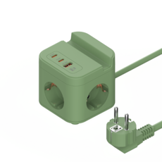 Kinglink큐브형 멀티탭 콘센트 4구+Type-C 1포트 3680W 과부하방지 1.5M 두꺼운 전선KC인증, 1개, 초록색