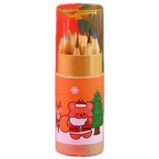 萱寶媽咪 兒童聖誕節12色彩色鉛筆組 女童卡通印花彩色鉛筆 男童美術鉛筆 聖誕禮物 交換禮物 文具 幼稚園慶生禮物 兒童繪畫色鉛筆, 橘小熊12色彩鉛筆, 1個