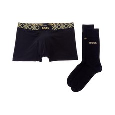 BOSS 남성용 시즌 트렁크 및 양말 선물 세트 딥 멜란지 블랙 / 메탈릭 그레이 스몰
