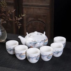 차주전자 찻주전자 차세트 찻잔 티포트 컵 티팟, A. 720ml, U. 6컵 리프팅 냄비