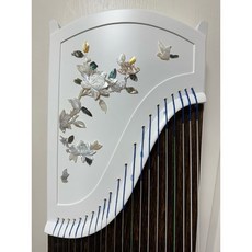 163CM 古箏 21弦古箏（1年保固） 玉雕鑲彩貝 白色古箏 演奏古箏 實木琴 實木古箏 正面背純桐木 （贈全配件）, 1個, 白色