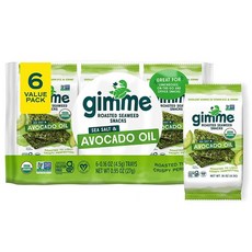 GimMe Organic Roasted Seaweed Snacks Sea Salt & Avocado Oil -- 6 Pack, 1개