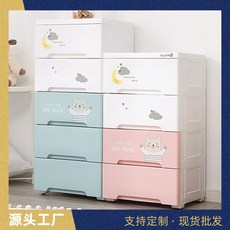 優選好物 兒童卡通塑料收納櫃 寶寶衣物玩具儲物櫃 多層抽屜式整理櫃, 童心未泯-青,3層