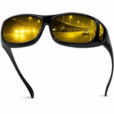 Chiccool 야간 운전 안경 남성용 여성용 눈부심 방지 편광 야간 투시경 랩 어라운드 HD 옐로우 렌즈 옐로우 1팩 1개입