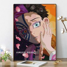 귀멸의 칼날 보석십자수 캔버스 공예 선물 캐릭터 DIY 장식 집콕 이노스케, 1개, 30x40cm