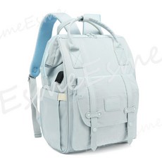 AREFREEBY 媽媽後背包 大容量防水母嬰包 多功能時尚育兒包 附USB充電口與保溫袋 淡藍色, 藍蓮花色, 藍蓮花色