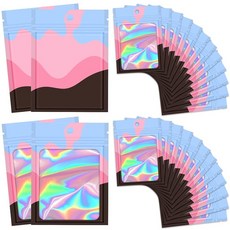 투명 창이 있는 재밀봉 가능한 백 100개 홀로그램 다양한 색상 포장 투명 소규모 비즈니스 파티 마일라 지퍼락 백 11.9 x 19.8cm4.7 x 7.8인치 168774, 색상 3, 4.7x7.8 Inch