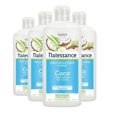 NATESSANCE 나떼쌍스 100% 퓨어 코코넛 오일, 4개, 250ml