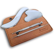 BYYDDIY 4 in 1 스테인리스 스틸 듀얼 헤드 얼굴 반사 요법 도구 및 세트 얼굴용 근육 스크레이퍼 도구 피부 마사지 조임 바디 아이용 Guasha 뷰티 (s-4i