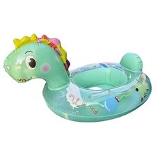兒童游泳圈男童卡通公主美人魚圈趴圈防側翻坐圈游泳腋下泳圈女童, 1個, 恐龍座圈(帶拉手):75#【適合1-6歲】50斤內