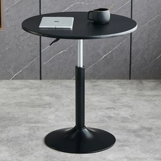 리프트 이동식 테이블 소파 탁자 원형 식탁 바퀴달린 바퀴 사이드테이블 침대 접이식 가정용, 60 원형 블랙 54-75CM 원형