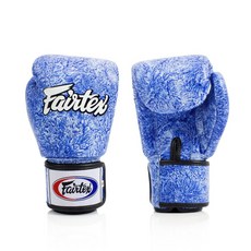 古川小夫 Fairtex 拳擊手套 - 重擊打沙袋 泰拳 真皮拳套 藝術款 牛仔藍, 8oz, 1個