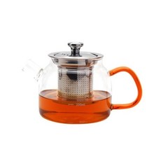 [옵션선택] 스텐 차망 내열유리 티 주전자 600ml 홈카페 잎차 거름망 티포트, 1개, 1L, 티주전자600ml