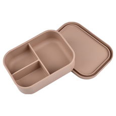 莫蘭迪矽膠餐盒, (三格)肉桂粉, 1個