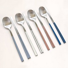 국내산 블루테이블 세라믹컬러 프리미엄 4인수저세트, 그레이+크림+모카+네이비, 4인 수저세트(그레이+크림+모카+네이비), 1개