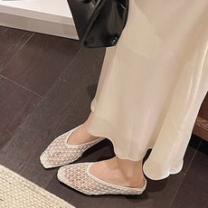 히또리 S2693 메쉬 그물 망사 플랫 슈즈 카프리 코디 샌들 슬리퍼 가벼운 하프 웨지 뮬 블로퍼