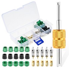 A C 1 4인치 충전 호스 개스킷 밸브 코어 키트 포함 에어컨 수리 도구 제거기 101개 2019159, A C 1 4인치 충전 호스 개스킷 밸브 코어 키트 포