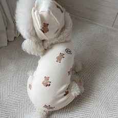 Grooming Dog 泰迪熊印花寵物上衣, 象牙