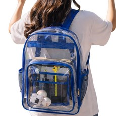 로로포우 야구 직관 가방 투명 백팩, 1개, 블루