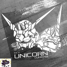 機動戰士高達Gundam獨角獸頭像貼紙，機車行李箱改裝潮貼，機器人模型牆壁裝飾貼, 1個, 亮黑14X15CM