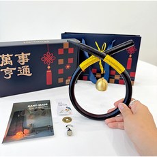 모모커머스 행운을 가져다주는 소코뚜레 현관종 문종 집들이/개업/이사 선물_2컬러, 금색_위 다지인_소