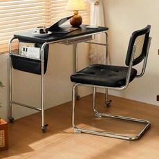 하루꿈 이동식 사이드 테이블 쇼파 침대 보조 수납 바퀴형 노트복 책상, 블랙