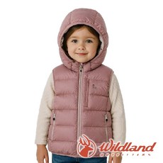 wildland 荒野 童700FP 雙面可拆帽羽絨背心 野玫瑰粉 K2175