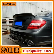 튜닝 범퍼수입차 호환 C 클래스 W204 스포일러 2007-2014 년 쿠페 2 도어 AMG 리얼 카본 파이버 리어 윙 V, 03 Glossy Black