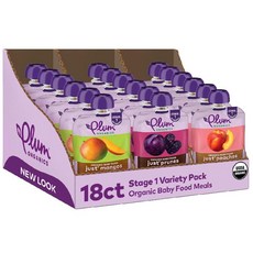 Plum Organics 오가닉 베이비푸드 버라이어티팩 스테이지1(4개월+) 99g 18개, 1개
