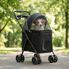 디프 경량 이동식 카트 반려동물 유모차, 블랙, 1개