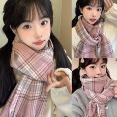 로자벨 윈터블룸 체크 머플러 목도리, 바다소금벚꽃, 1개