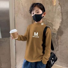 兒童德絨打底衫 秋冬男童卡通半高領上衣