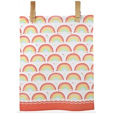 LoveVivid 100% 면 프린트 주방 행주 53.3cm x 71.1cm(21인치 x 28인치) 레몬 브라이트 시트러스 팝, 레인보우 스트라이프