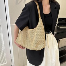 여성 데일리 여름 라탄 레더 스트랩 숄더백 여행 가방