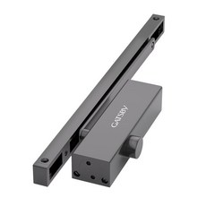 德國滑槽軌道歐式閉門器 酒店液壓緩衝家用門 啞光黑可限位自動關門器 靜音緩衝 門弓器, 1個, 導軌式適用850-1050mm門寬