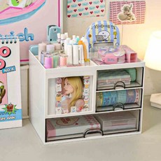 미우리빙 메모패드 오거나이저 서랍형 연필꽂이 정리함, 화이트