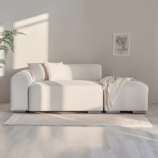 퍼리든 뮤즈 패브릭 쇼파 2인용 팔걸이 우형 + 쿠션 2p + 스툴 방문설치, 아이보리